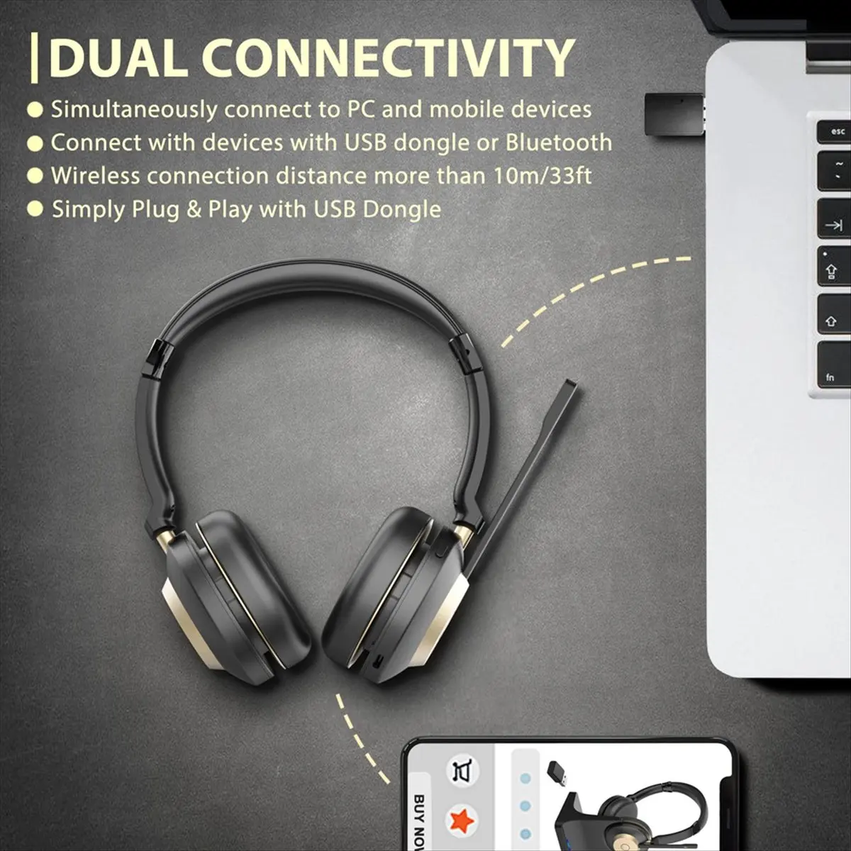 ☶❈＊♥AC1819- Double-Sided Head Mounted Noise Cancelling Bluetooth Wireless Communication BT882C Replace Microphone Pole