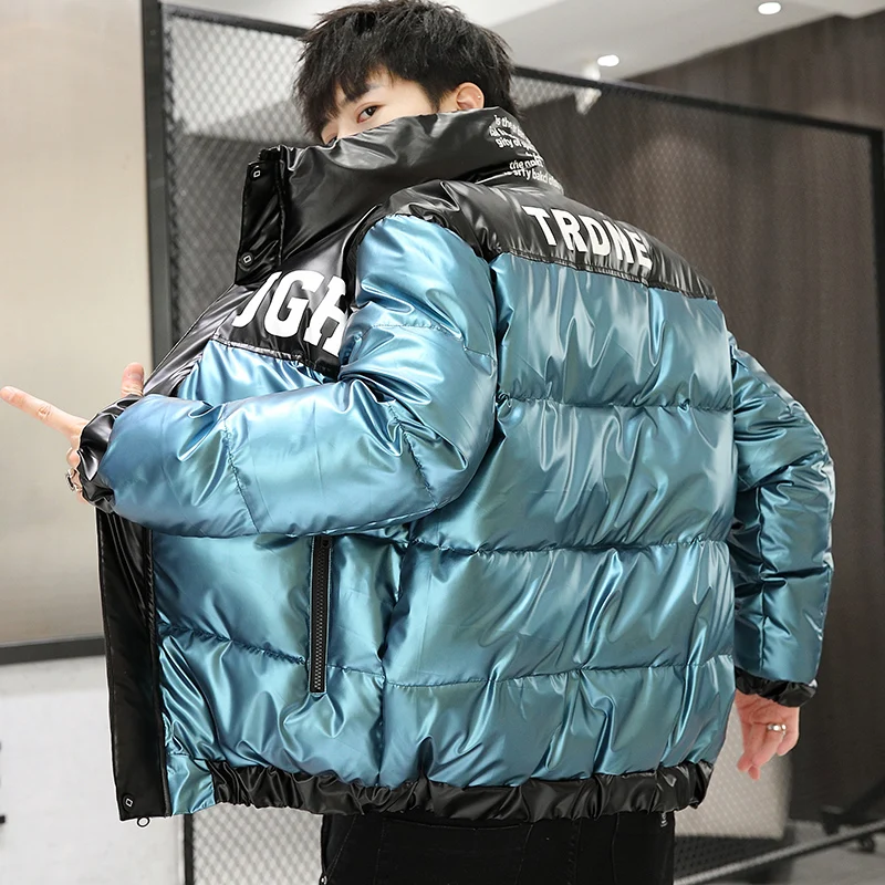 Novos Homens Casuais 2023 Outono Inverno Casacos De Algodão Seda-Like Coreano Tops Slim Shiny Parkas Brilhante Grosso Quente Algodão-Jaquetas