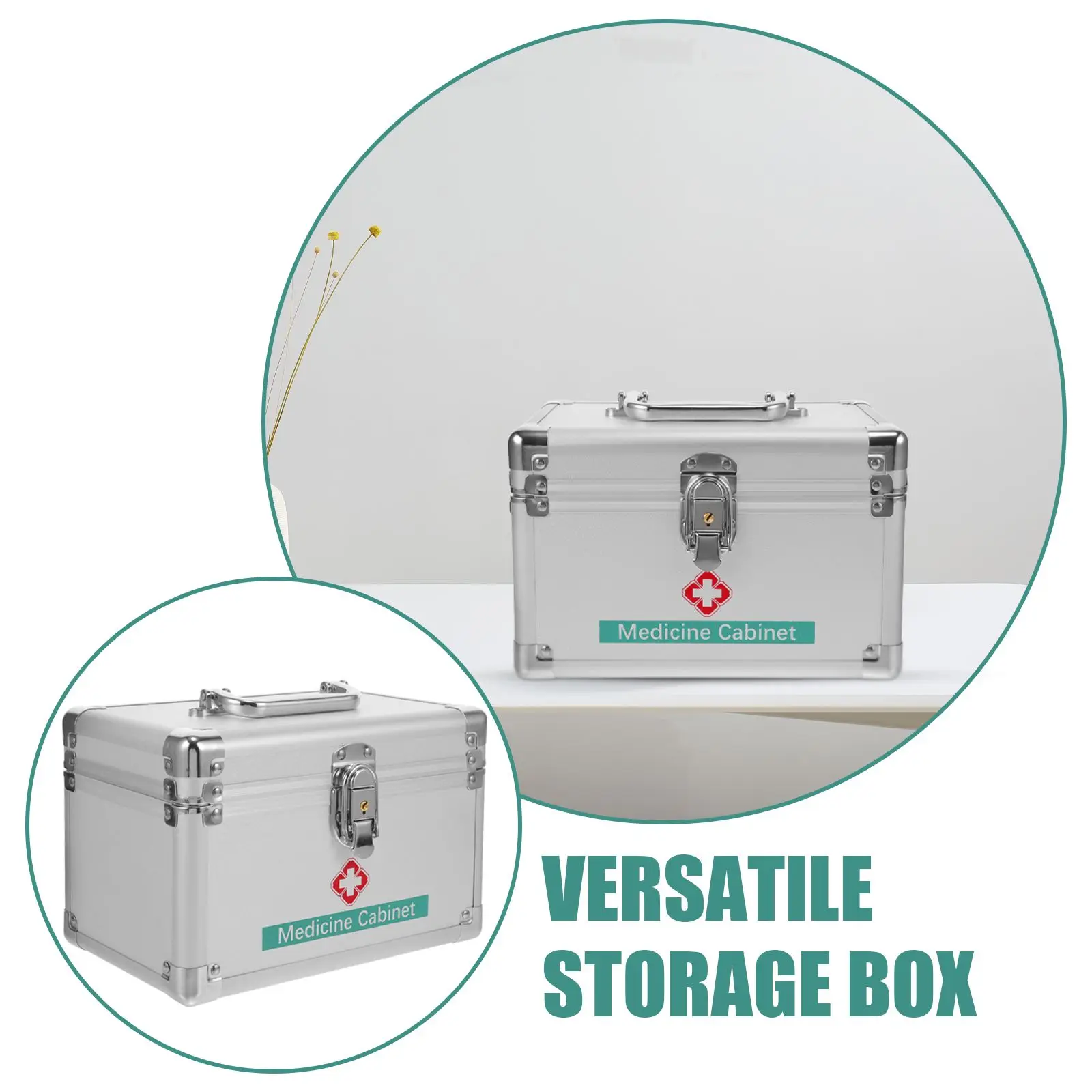 صندوق دواء محمول من سبائك الألومنيوم للإسعافات الأولية حقيبة للتخزين حاويات السفر دواء ganizer صندوق قابل للقفل فارغ