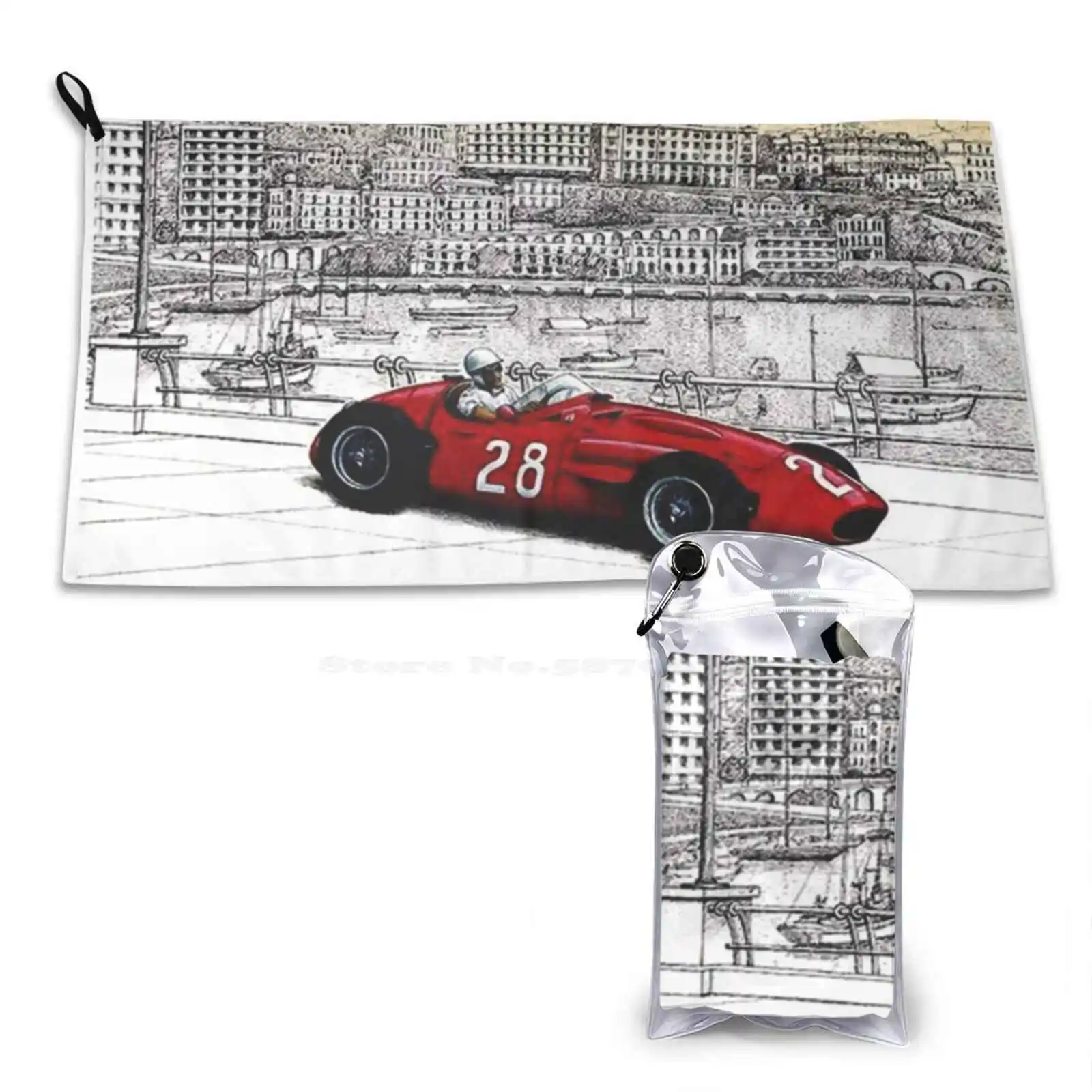 Monaco Grand Prix : Vintage 1956 Auto Racing Print Soft Towel Pattern Washcloth Monaco Monte Carlo Grand Prix Racing Races