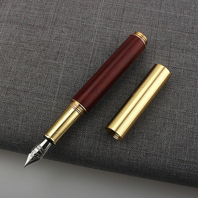 Klassischer Mini-Füllfederhalter aus Holz, braun, schwarz, tragbarer Tintenstift, EF/F-Spitze, kurz, für Büro, Schreiben, Weihnachtsgeschenk, Stifte – Detail 11