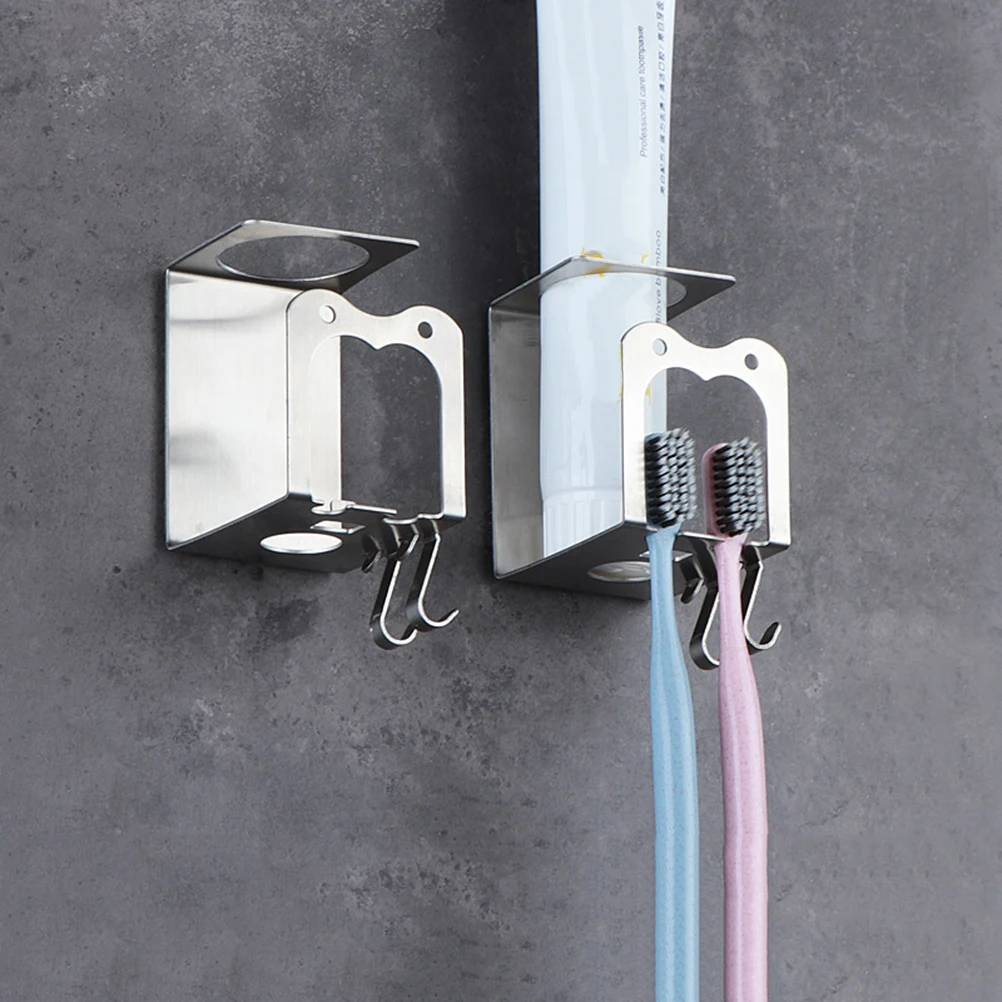 

1pc Stainless Steel Toothbrush Holder Household Storage Rack No Punch Suction Mountable Removable Rustproof Scratch Resistant