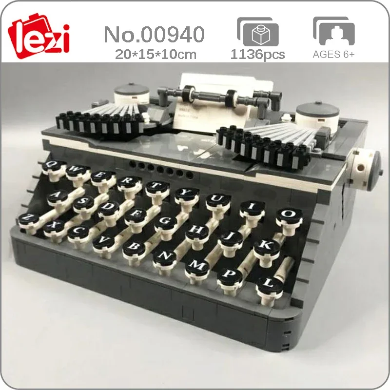 

Lezi 00940 Retro Classic Typer Mechanic Typewriter Marking Machine Keyboard Mini Blocks Bricks Building Toy For Children No Box