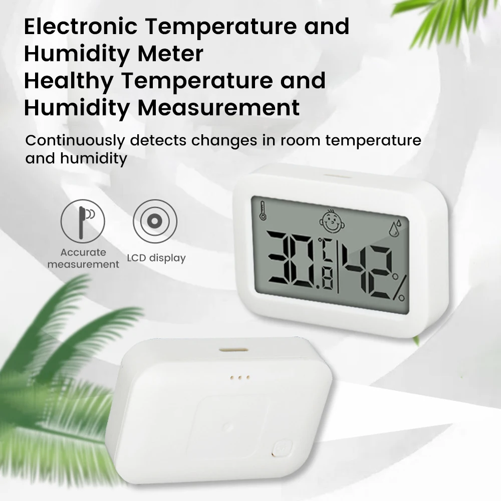 Multifunction Thermometer Hygrometer Indoor Household LCD Electronic Temperature Humidity Monitor for Homes Bedrooms Baby Rooms