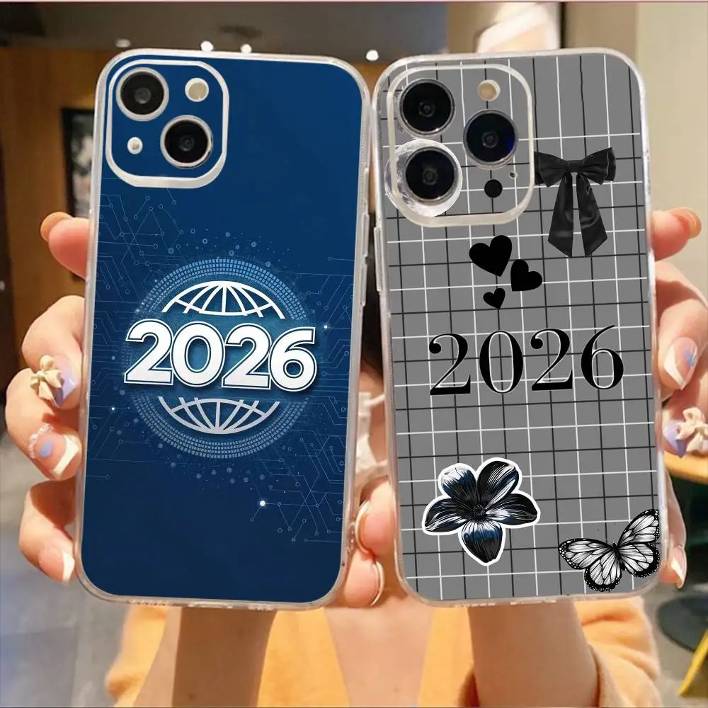 

The year 2026 Phone Case For iPhone17,16,15,14,13,12,11 Plus,Pro Max Soft Transparent Cover