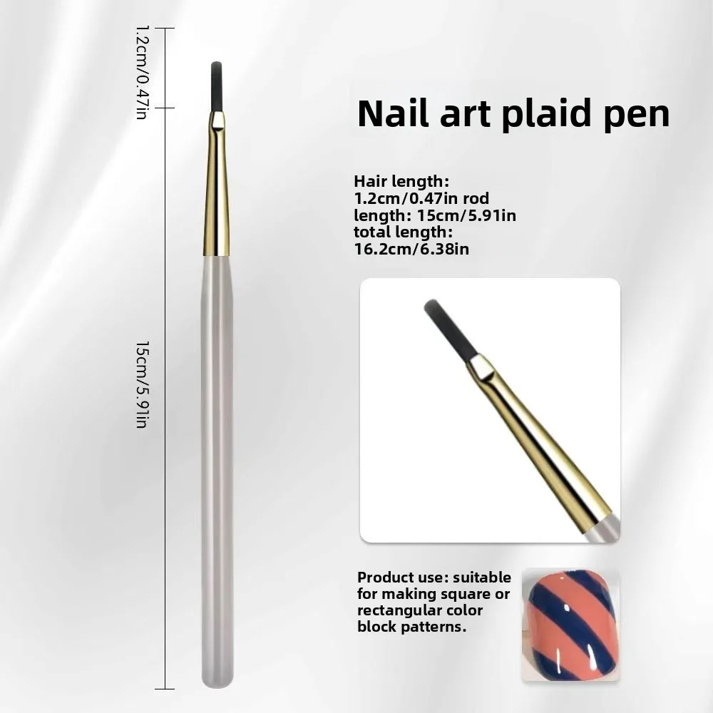 Nova Caneta de Nail Art Francesa com Estampa Xadrez, Pincel Profissional para Detalhes de Nail Art, Pincel de Linha Fina para Esmalte em Gel