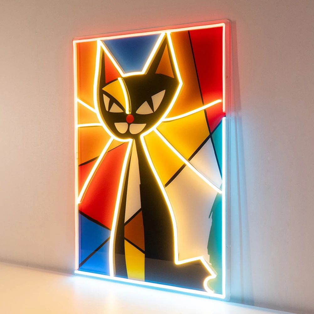 Cat LED Neon Sign Lights Custom Neon Night Lights for Comic Exhibition Decorative Lights Creative Birthday Gift Room Wall Decor