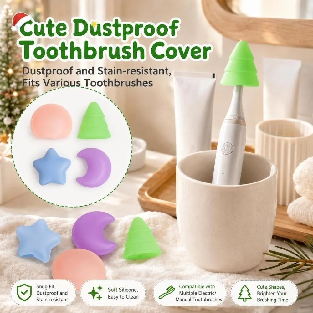 4pcs Cute Silicone Toothbrush Cover Dustproof Ventilated Toothbrush Head Cap Toothbrush Head Protector Home Travel