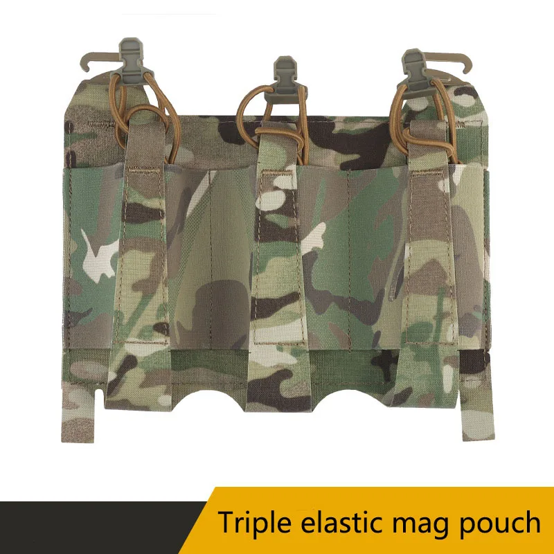 Triple Elastic Function Magazines Pouch with Magic Fit Strap and Buckle, Can Be Equipped with 3 Magazines Elastic Fixation