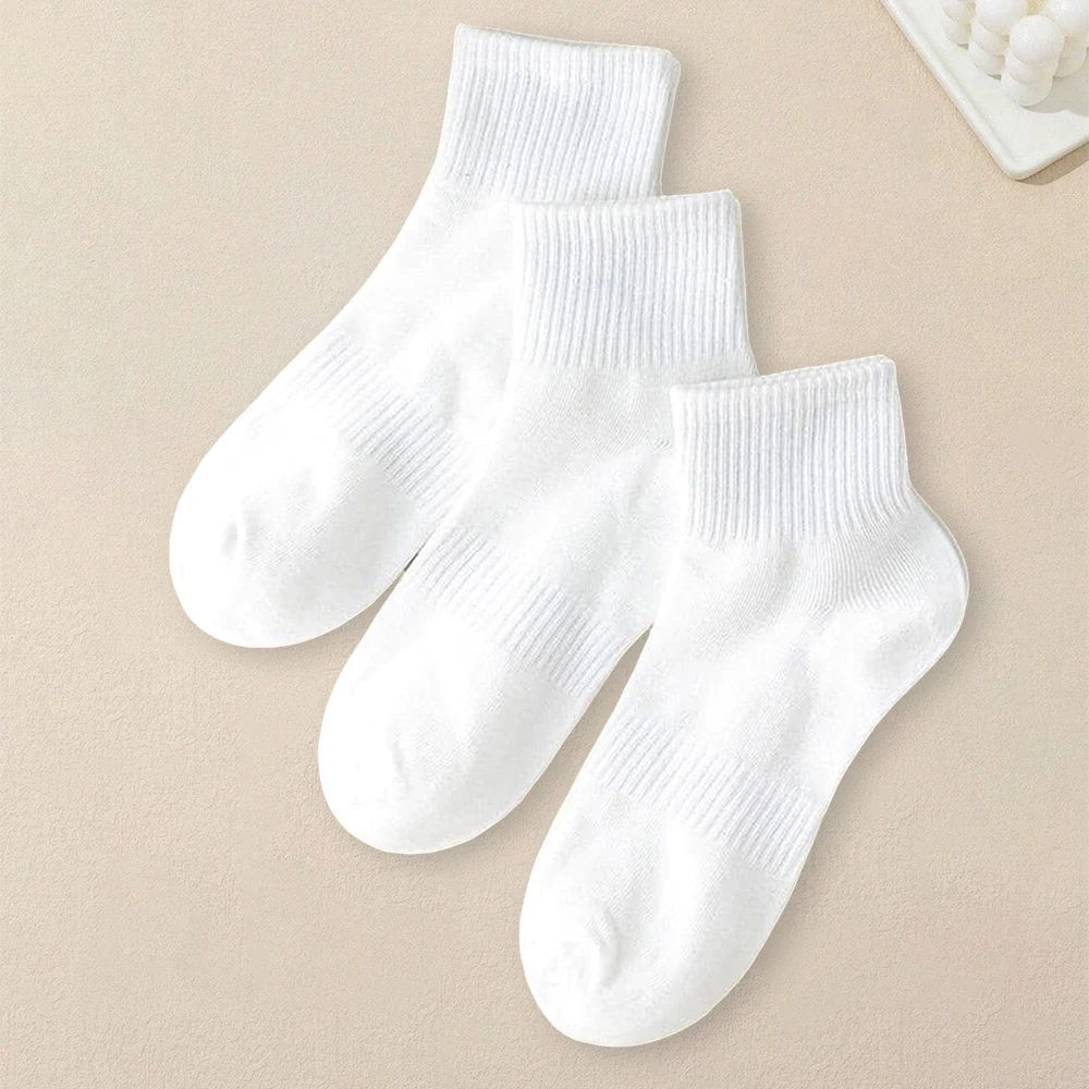 5 Pairs Men Solid Color Socks Fashionable Versatile Unisex Summer Casual Short Socks Autumn and Winter Mid Length Couple Socks