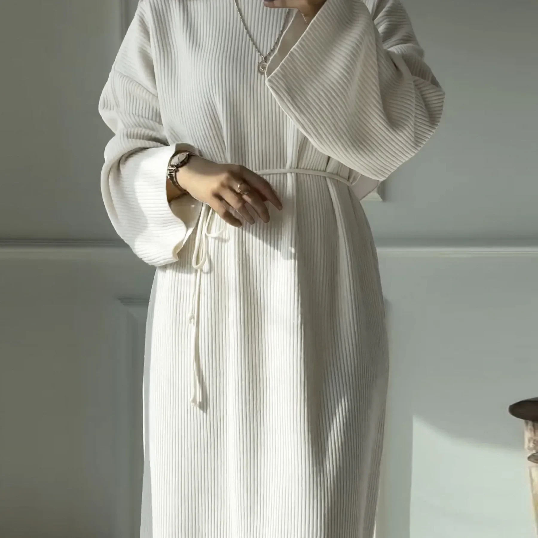 Thicken Knitted Closed Abaya Winter Muslim Autumn Dresses for Women Dubai Luxury Turkish Abayas Islamic Modest Clothes Kaftan