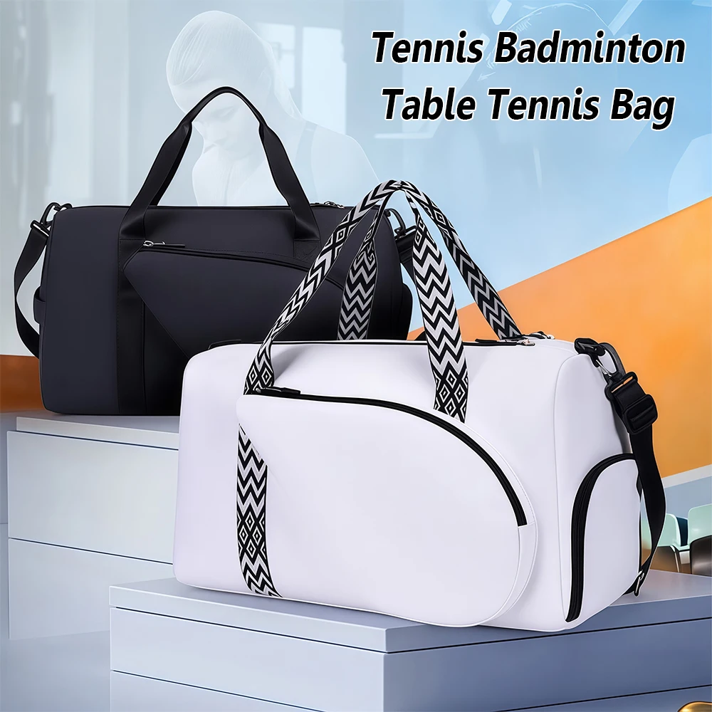 

Tennis Badminton Table Tennis Gym Bag Holds 2 Rackets with Shoe Compartment & Wet Pocket,Sports Duffle Bag,Overnight Weekend Bag