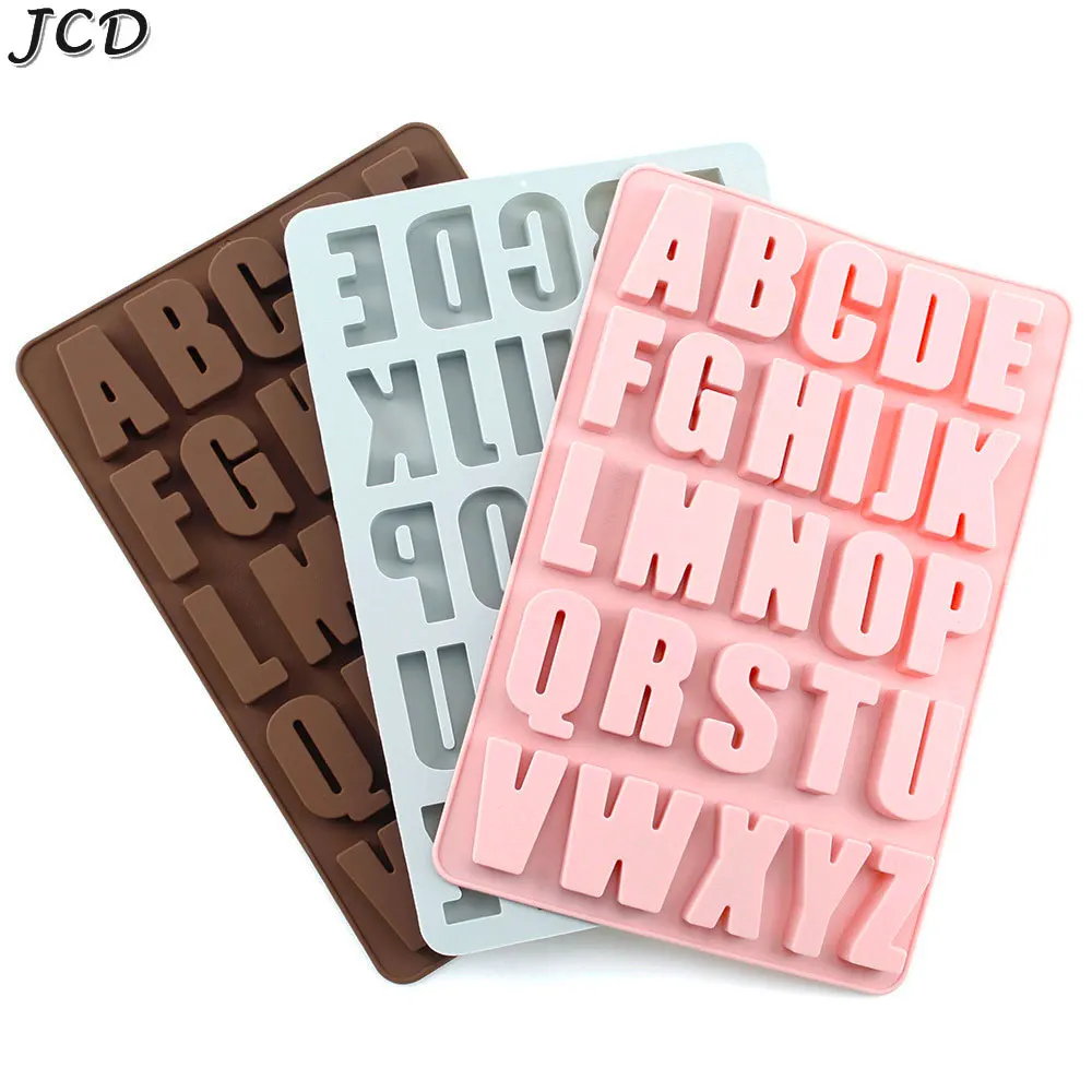 JCD 26 English Alphabet Silicone Mold A-Z Large Letters Chocolate Candy Cake Birthday Party Cake Decoration Baking Tools