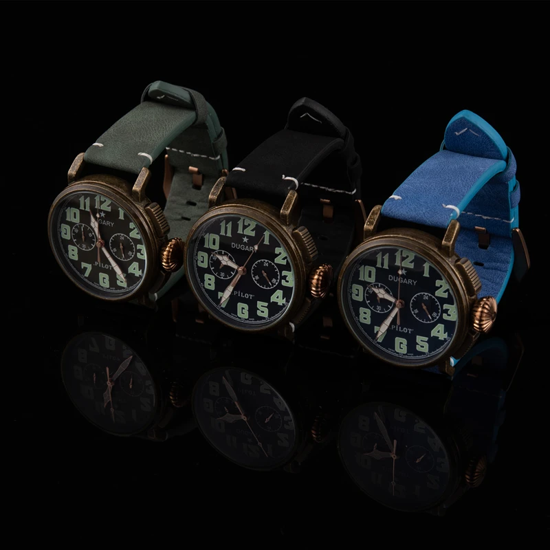 DUGARY pilot quartz watch fashion sapphire China Aviation Chronograph Men Unique Military Sport Wristwatch Relogio Masculino