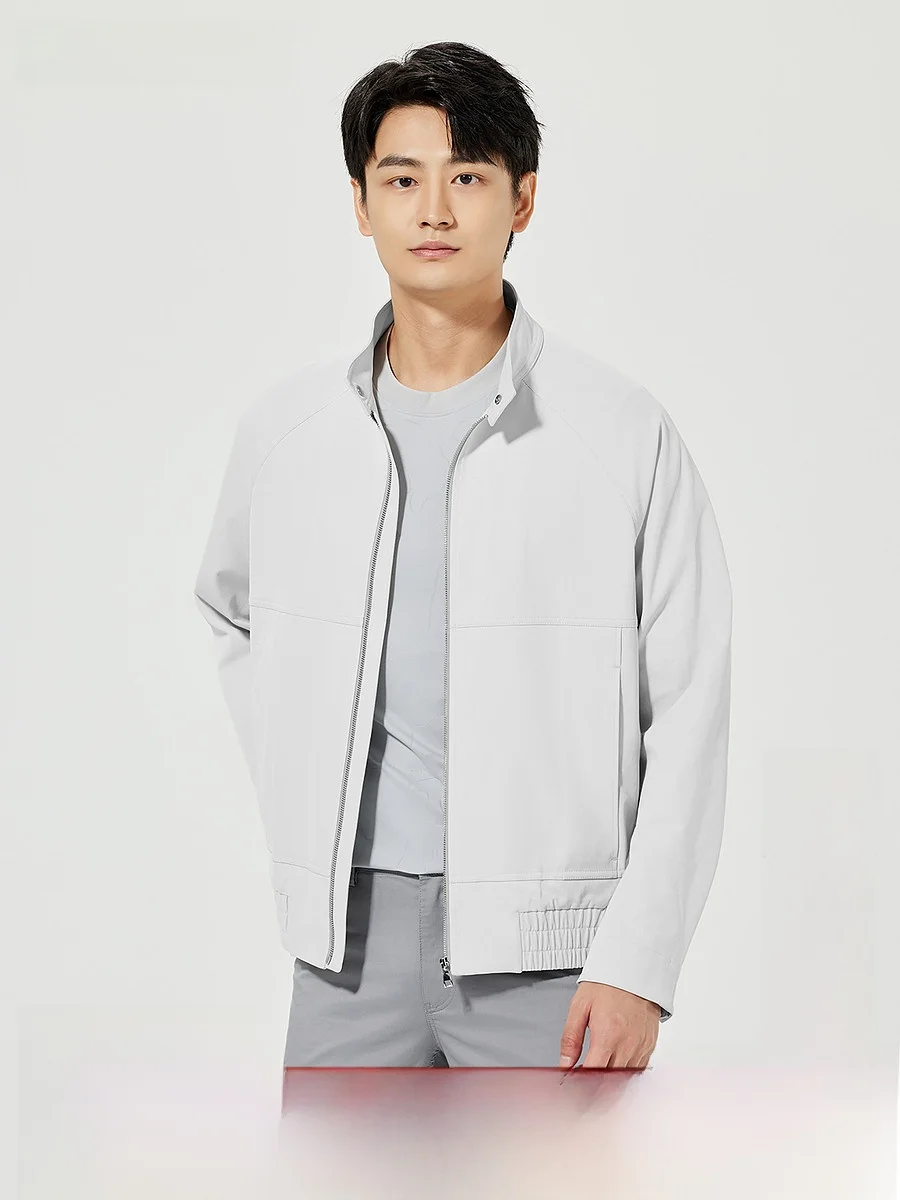 Lilanz Men's Short Jacket Casual Spring New Style Linen Blend Thin Men's Outerwear Polyester Cotton Linen Blend Zipper Closure