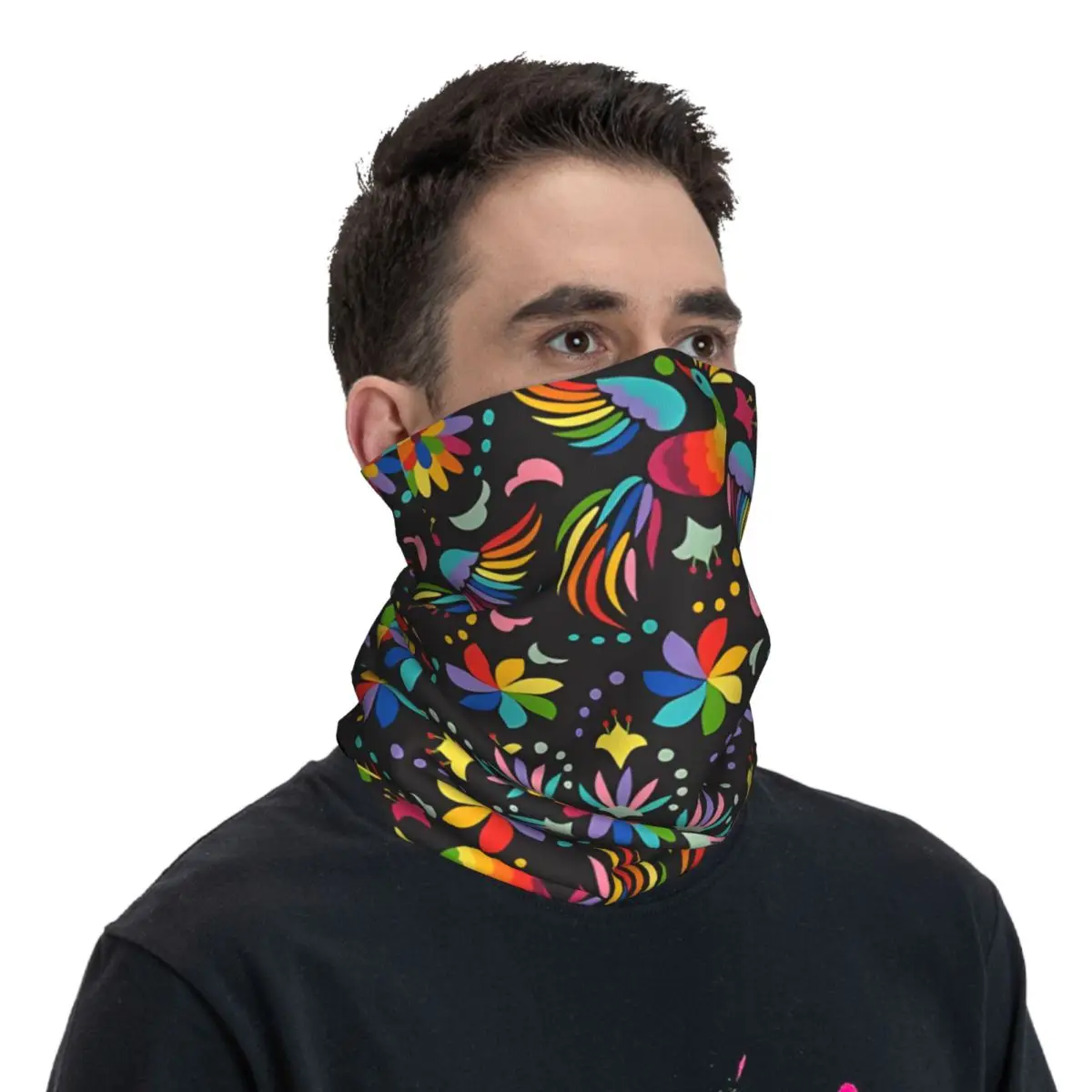 Padrão sem costura unissex em cores escuras, bandana, capa do pescoço, envoltório, lenço, balaclava, respirável, mexicano, ciclismo, adulto