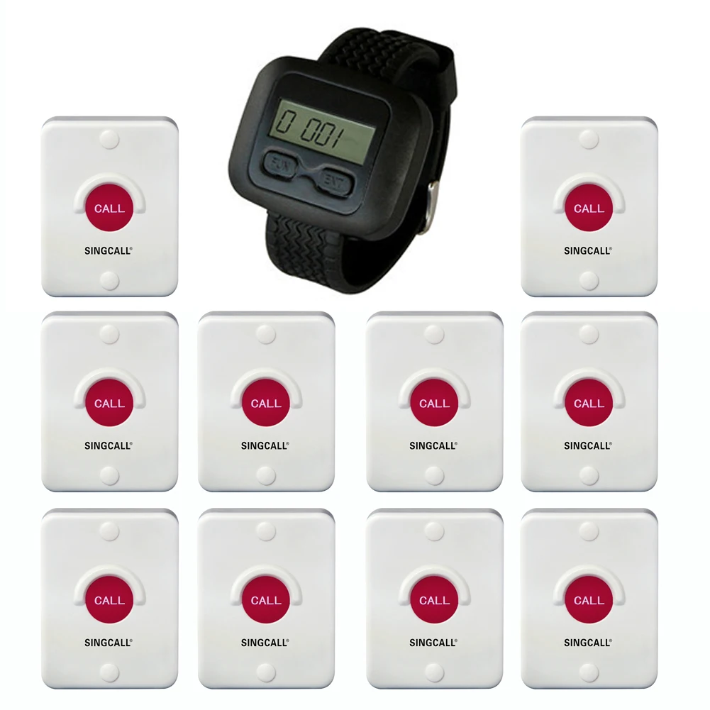 SINGCALL Wireless Nurse Calling System for Kitchen, Hospital, Coffee Shop,Waterproof Pagers and Watch Receiver for Restaurant