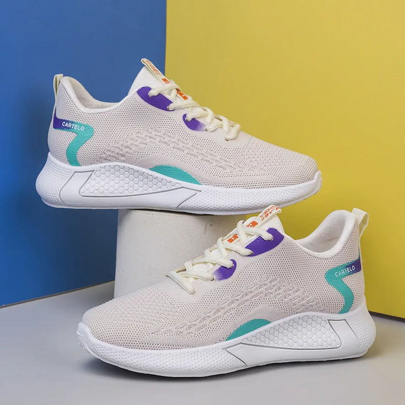 أحذية نسائية فاخرة كاجوال موضة حذاء رياضة منصة مسطحة نسيج مطاطي مرن أحذية السيدات شبكة جديدة برباط جودة عالية