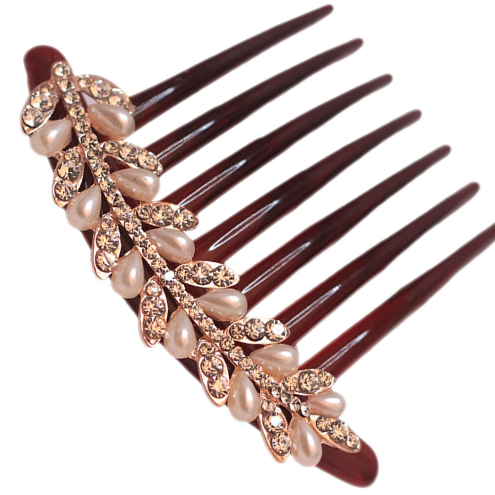 

Bow Hair Comb Rhinestone Pearl Vintage Wedding Bridal Clips Accessories Combs Modeling Fine Hair Traditional Chinese Haircombs