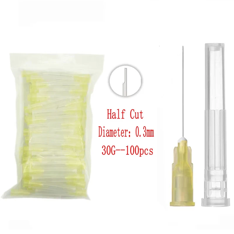 100Pcs Dental Endodontic Irrigation Needle Irrigation Needle Tips 30GA Plain Ends Notched Endo needle tip Syringe