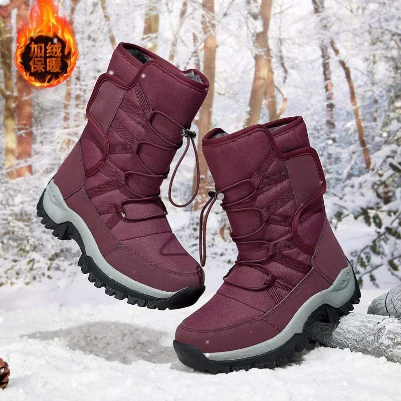 Botas de invierno para hombre y mujer, botines de terciopelo cálido con cremallera lateral, informales, de algodón, de resistencia corta