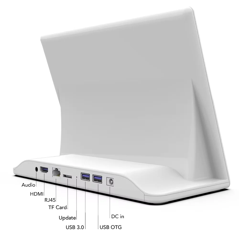 L Shape 10.1 Inch Android 14 Desktop POS, Touch Screen Loyverse Tablet, Restaurant Menu Terminal Customer Display with 2 Speaker