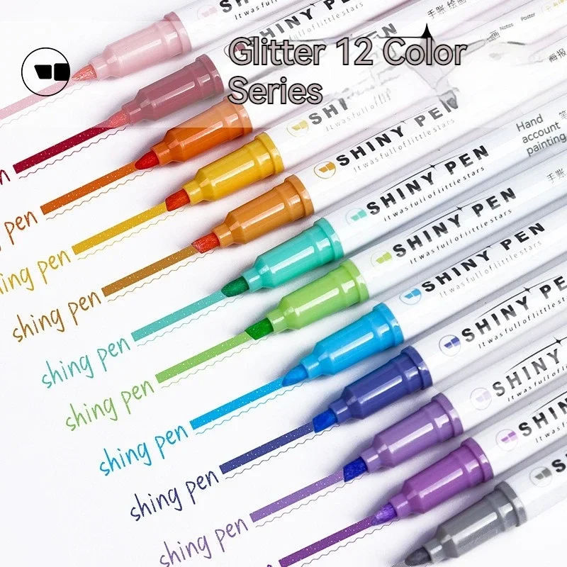 

4 Colors Glitter Acrylic Marker Set Children Shiny Pens Brush Pens for Fabric Rock Painting Ceramic Glass Canvas DIY Card Making