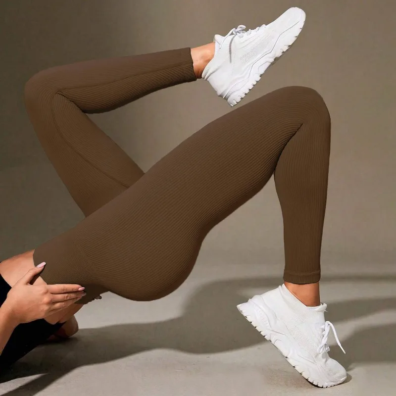 Nahtlose Yoga-Leggings für Damen mit Hoher Taille und Po-Lifting-Effekt, Modische Einfarbige Leggings für Fitness, Training und Outdoor-Radfahren, Schlanke Tights