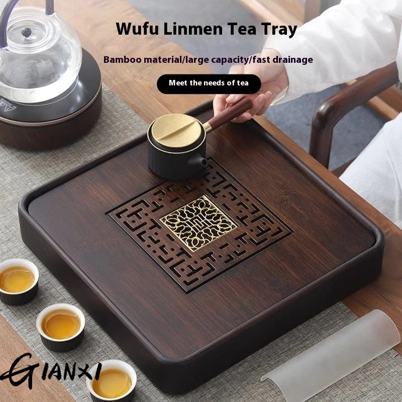 GIANXI Home And Kitchen Tea Tray Portable Dishes For Tea Ta Kawi Bamboo Rectangle Wooden Tray For Chaban Tea Table Serving Trays