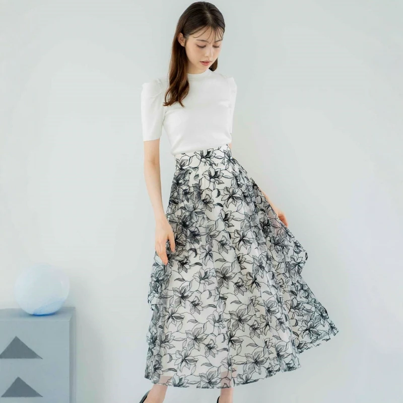 

Модная расклешенная юбка А-силуэта с вышивкой от Toru Wee, новинка весеннего сезона, 100% другие материалы, женская юбка