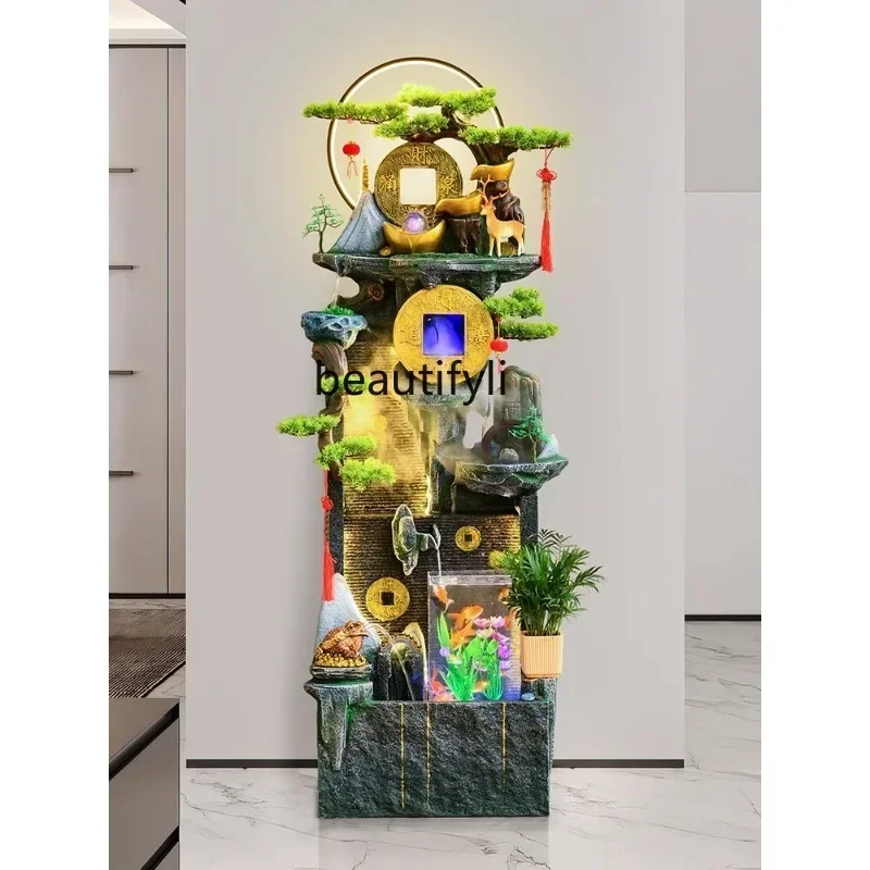 XX Chinese Living Room Fish Tank Flowing Water Ornaments Humidifier Decoration Club Tea Room Floor Landscape