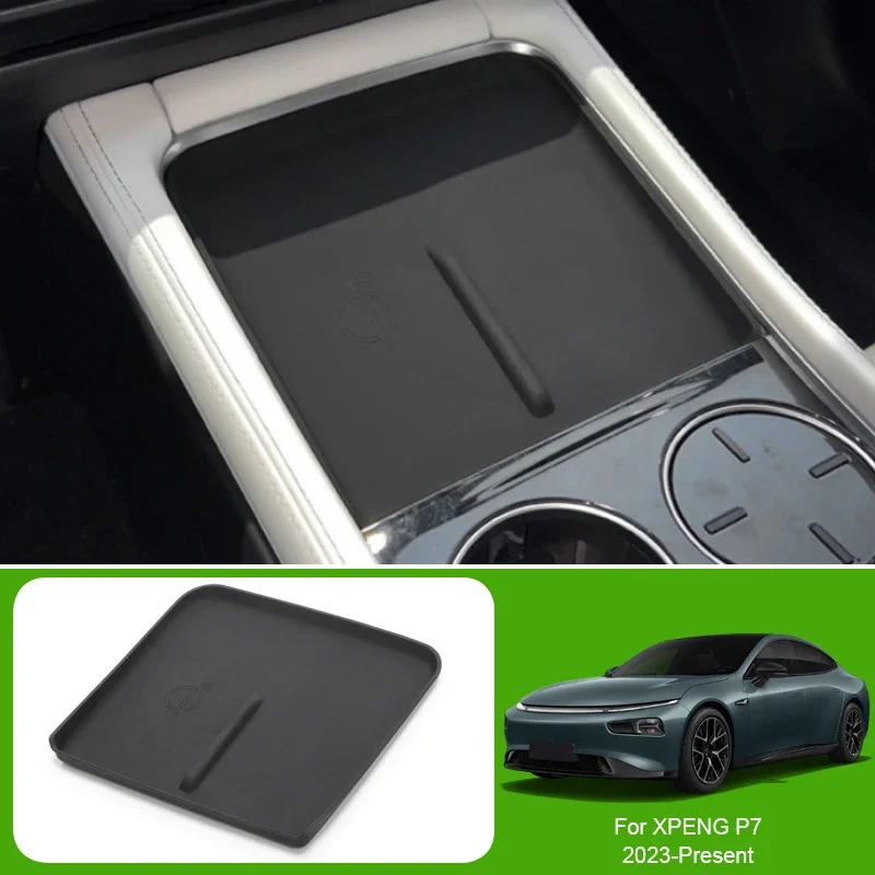 

Автомобильный подлокотник из АБС-пластика, ящик для хранения под центральным управлением, органайзер, лоток, коврик для беспроводной зарядки, аксессуары для XPENG P7 2023-Present