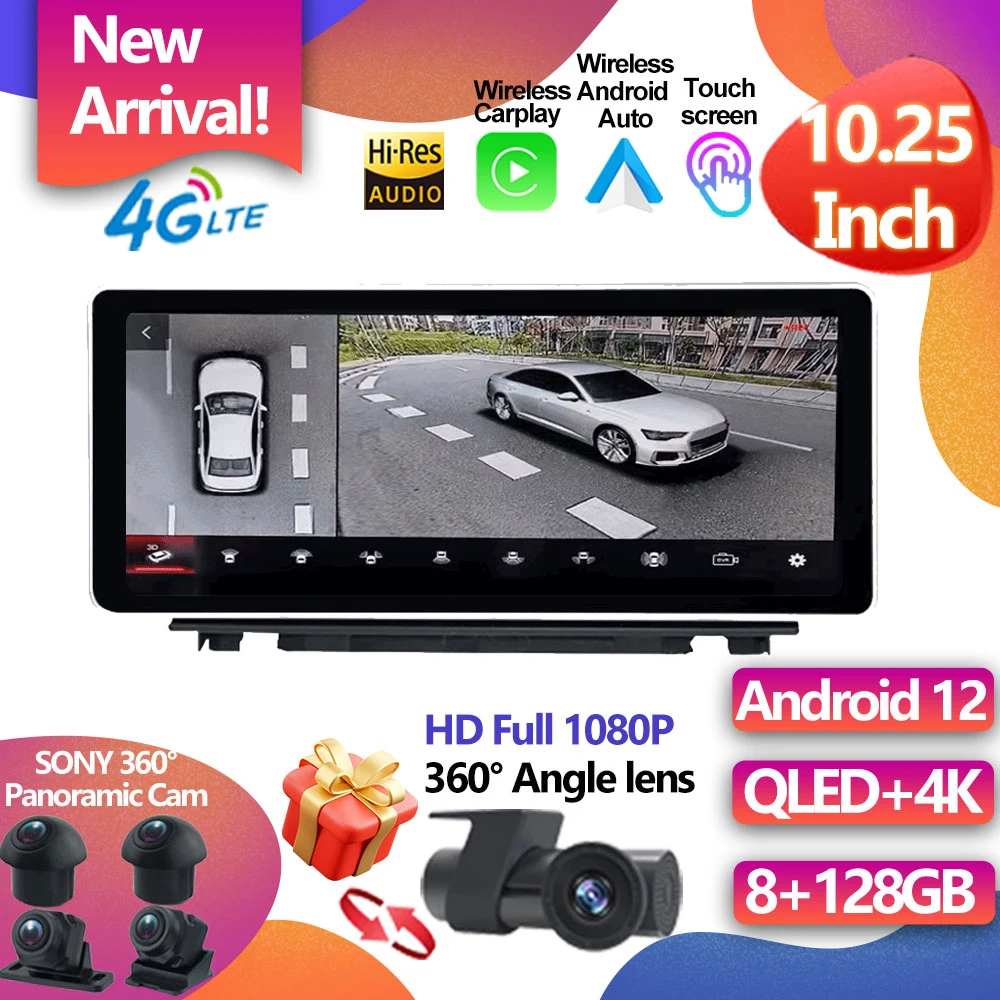 

For Audi Q3 8 Core Android 12 System Car Multimedia Stereo Google WIFI 4G SIM 8+128GB RAM IPS Touch Screen GPS Navi Carplay