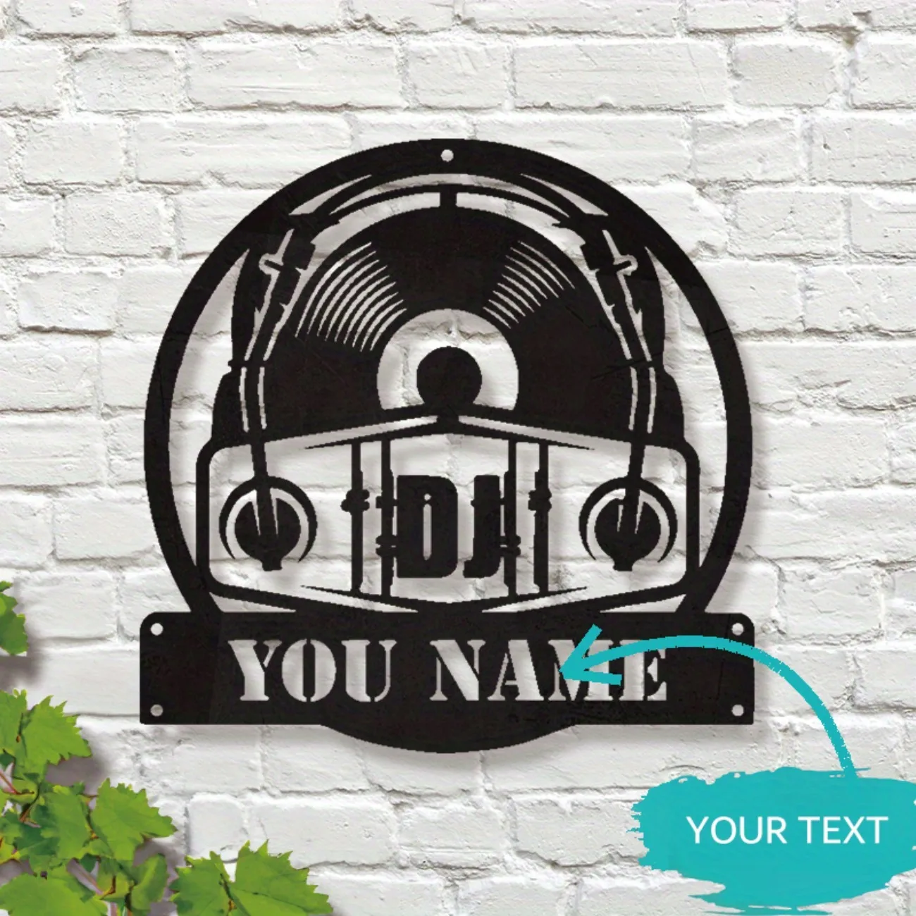 Custom DJ Disc Jockey Metal Wall Art - Exquisite 1-Piece Design with Headphones & Personalized Name, Ideal Home Decor.