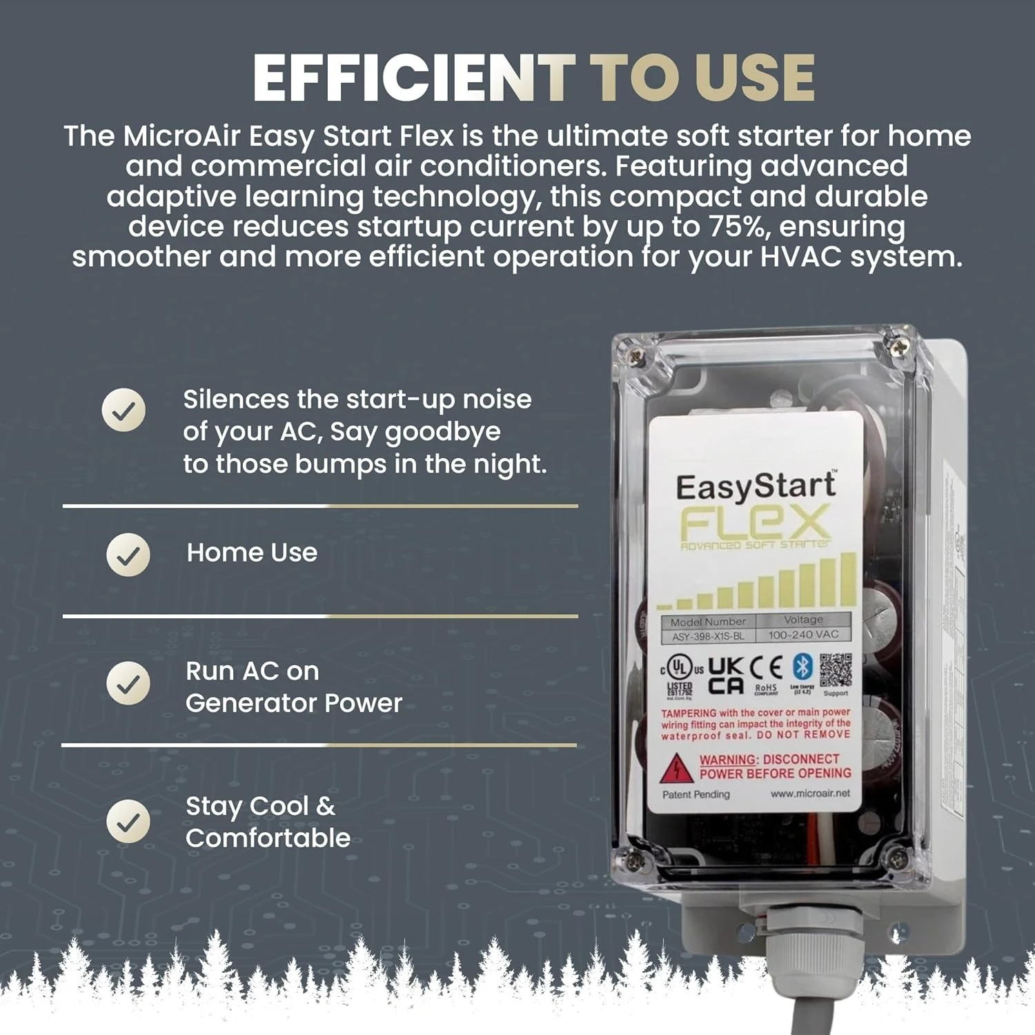 Bluetooth Soft Start Kit for Home Air Conditioner, RV & Commercial Use, Works with Generators, Reduces Power Surge