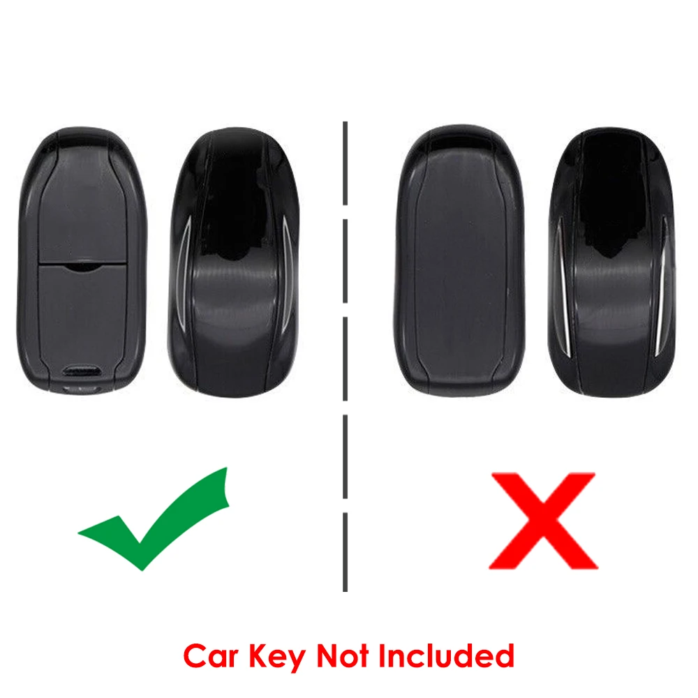 Silicone Key Fob Cover Case For Tesla Model S 2012-2023 Remote Holder Skin Protector Black Carbon Fiber Grain Keychain Holder