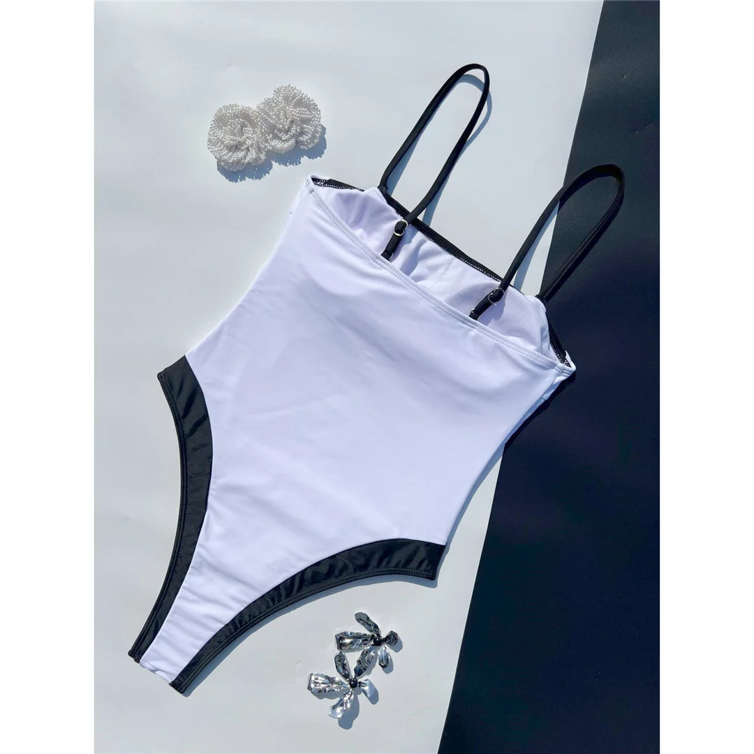 2026 Neuer Sexy Patchwork-Badeanzug mit hohem Beinausschnitt für Damen, einteiliger Badeanzug, Monokini mit Polsterung, Badebekleidung, Badeanzug V8387 – Detail 9