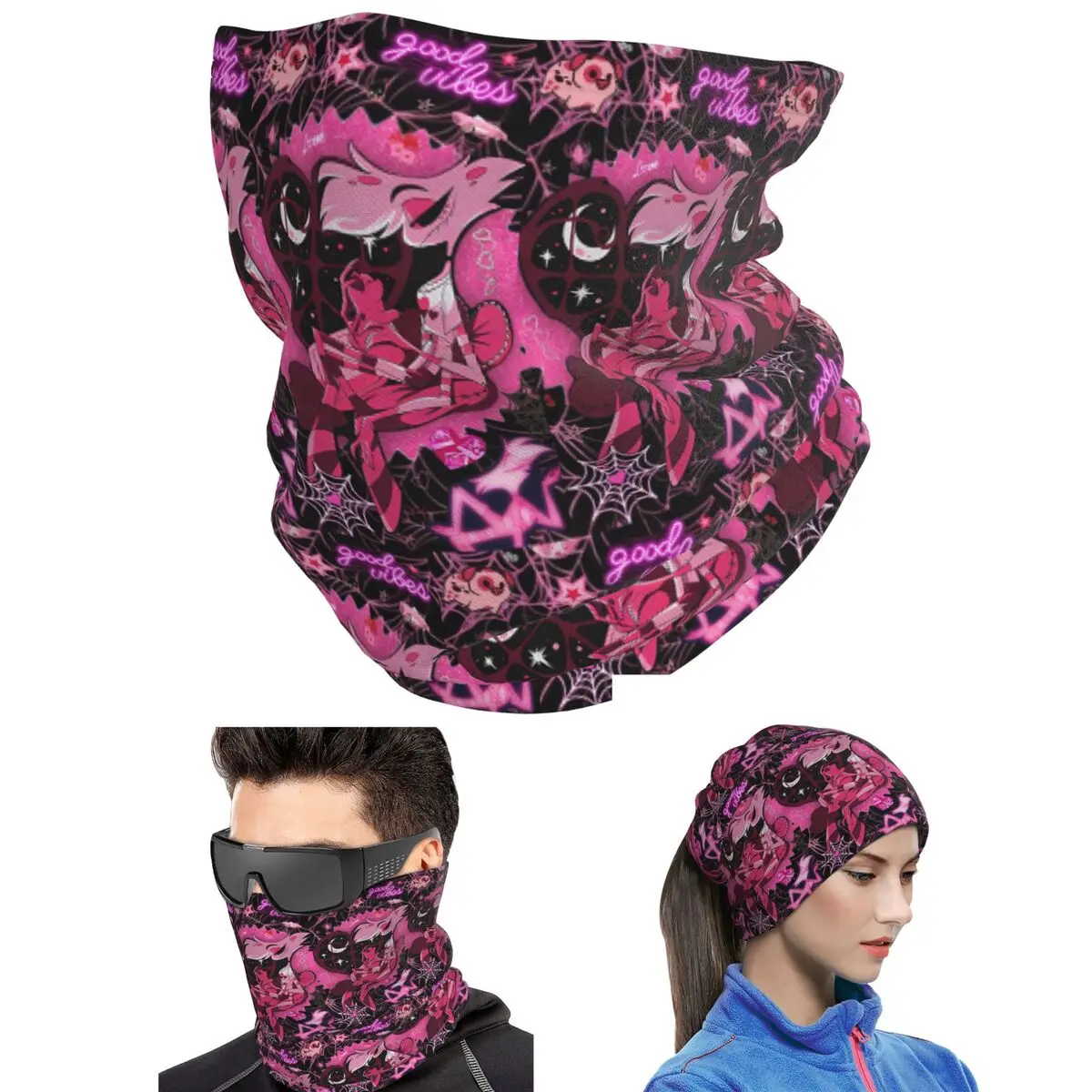 Angel Dust Hazbins Bandana Neck Gaiter Printed Mask Scarf Warm Balaclava Unisex Adult Breathable