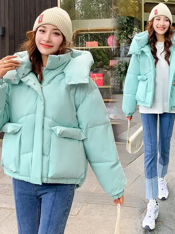 

Женское хлопковое пальто Long Sve Jaet ort Thiened, теплое хлопковое осенне-зимнее пальто с капюшоном Faion Bread Lazy Sle Down