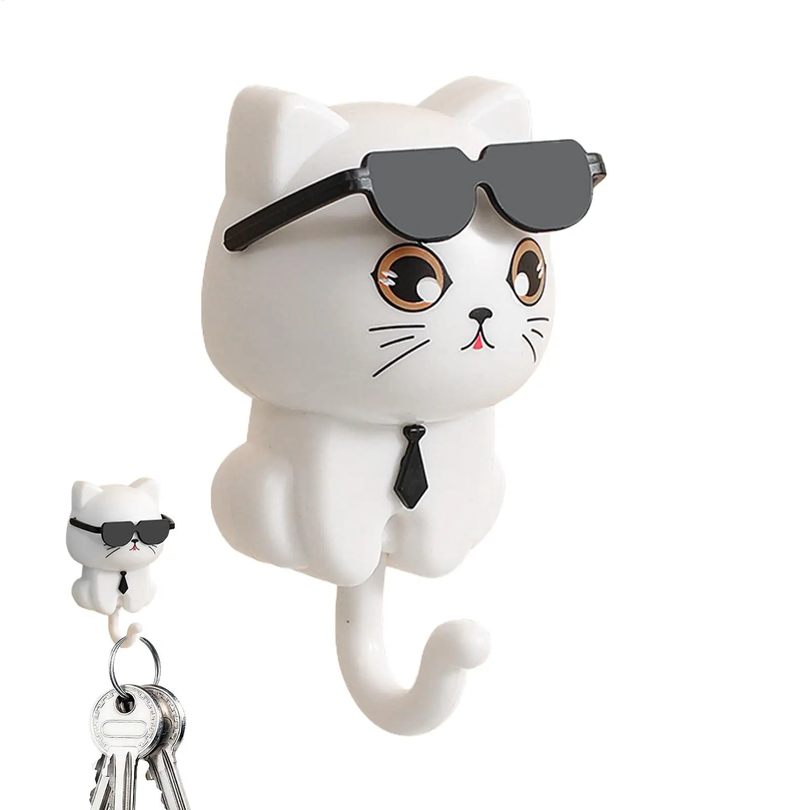 Cat hook clothes hanger key cute cat Sunglasses hat sticky hook double-sided adhesive for attaching Unmarked Key Rack
