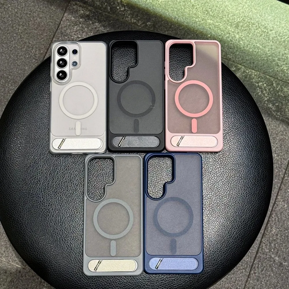 Military Anti-Drop Foldable Stand Case For Samsung Galaxy S26 S25 S24 Ultra Plus S26+ For Magsafe Magnetic Wireless Charge Cover