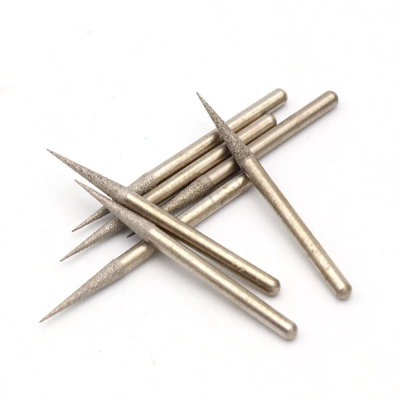 5-10Pcs 2.1/3mm Needle Type Brazed Diamond Grinding Head 3mmShank For Grinding Abrasive Polishing Accessories Dremel Rotary Tool