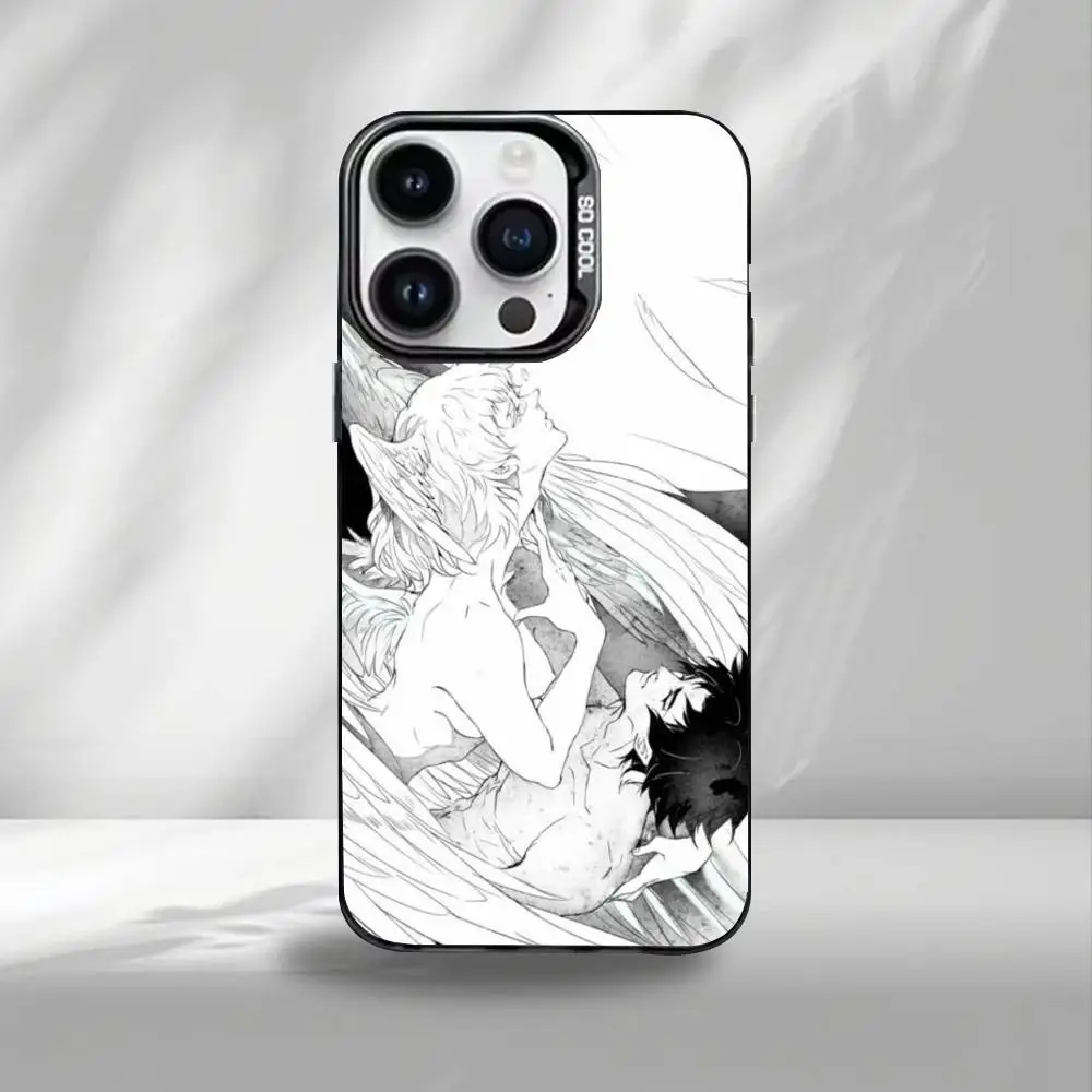 Funda de teléfono Devilman Crybaby para iPhone17,16,15,14,13,12,11 Plus,Pro Max, cubierta interior chapada en plata de color negro