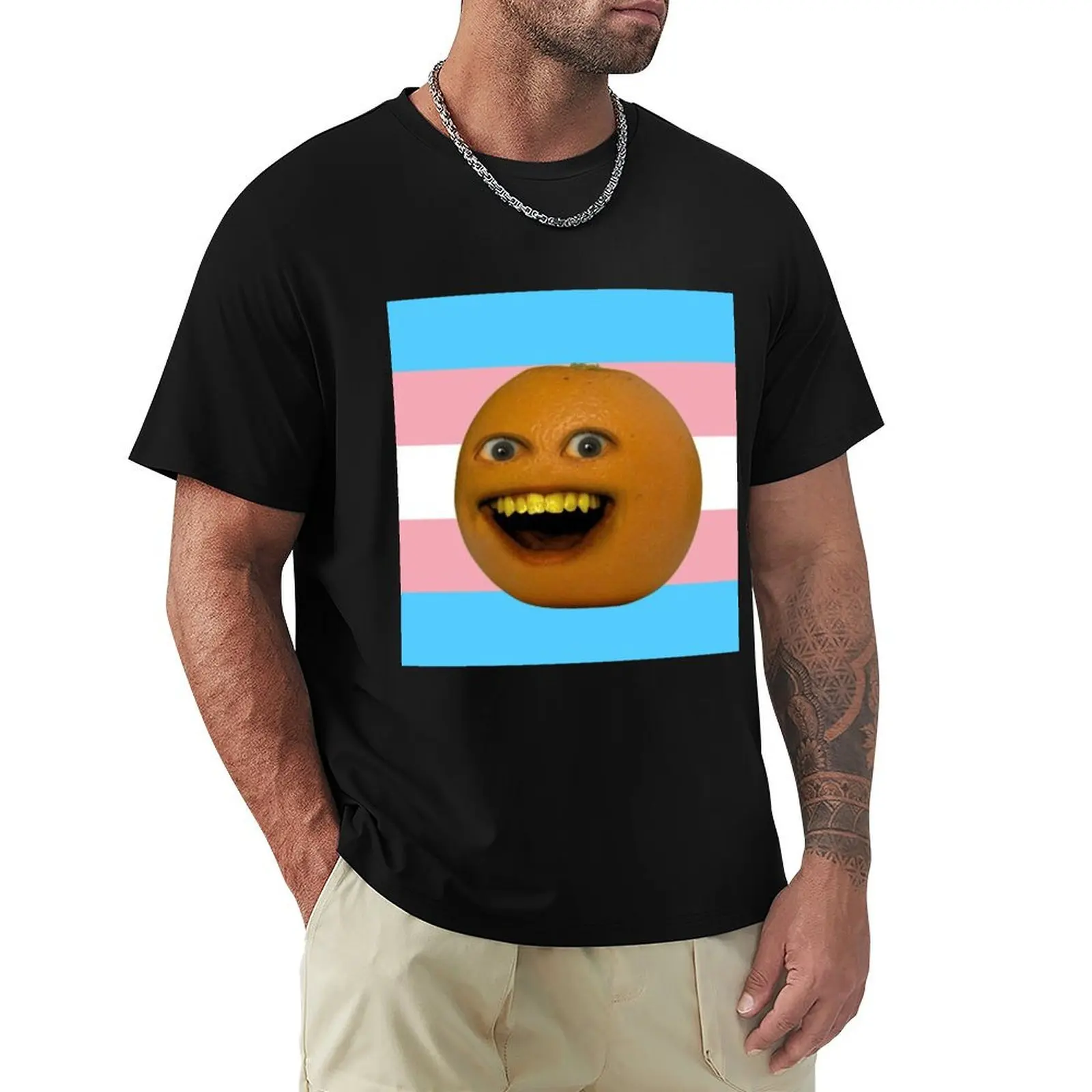 annoying orange trans flag T-Shirt No Iron Casual Short Sleeve Top