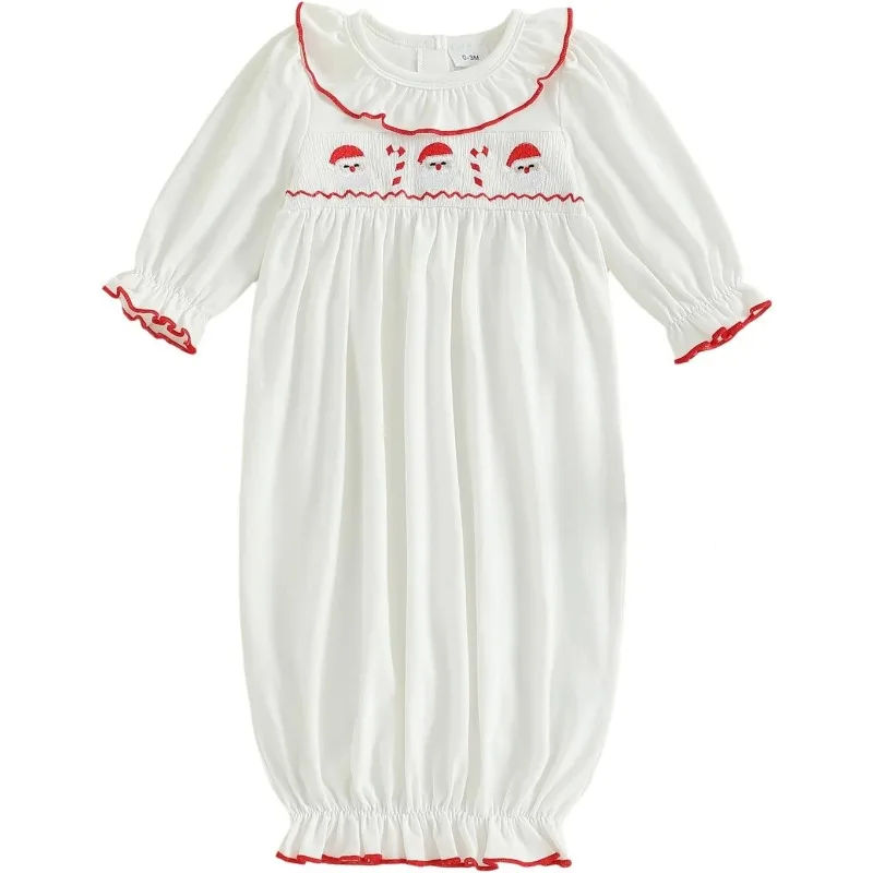 ثوب نوم سانتا كريسماس لحديثي الولادة - طقم بيجامة بأكمام طويلة لعيد الميلاد الأول للفتيات الصغيرات. ملابس للفتيات الصغيرات.ropa de bebé #3