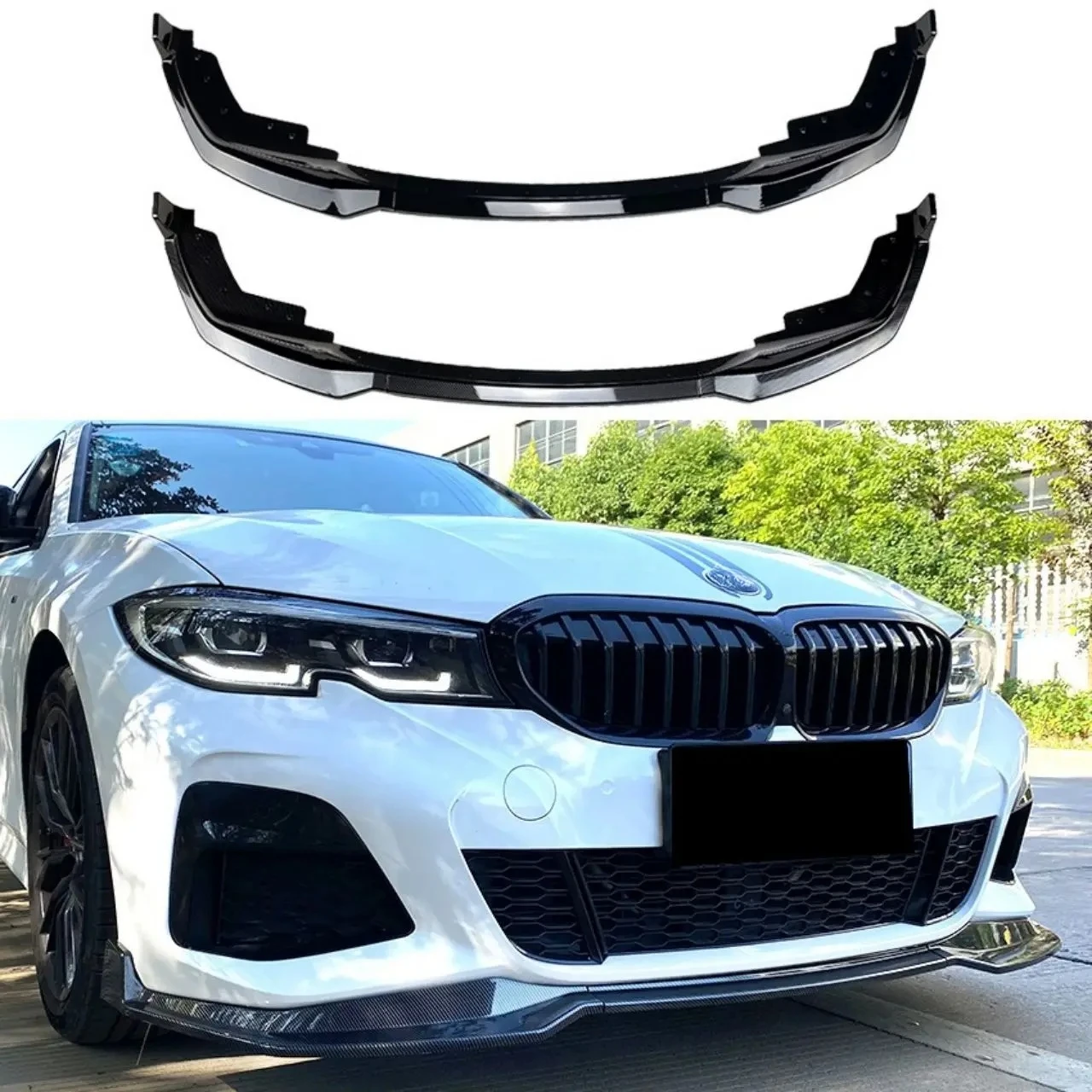 

Глянцевый черный сплиттер переднего бампера (обвес) для BMW 3 серии G20 M Pack 320i 330i MP 2019-2022, накладка на бампер, канард-спойлер