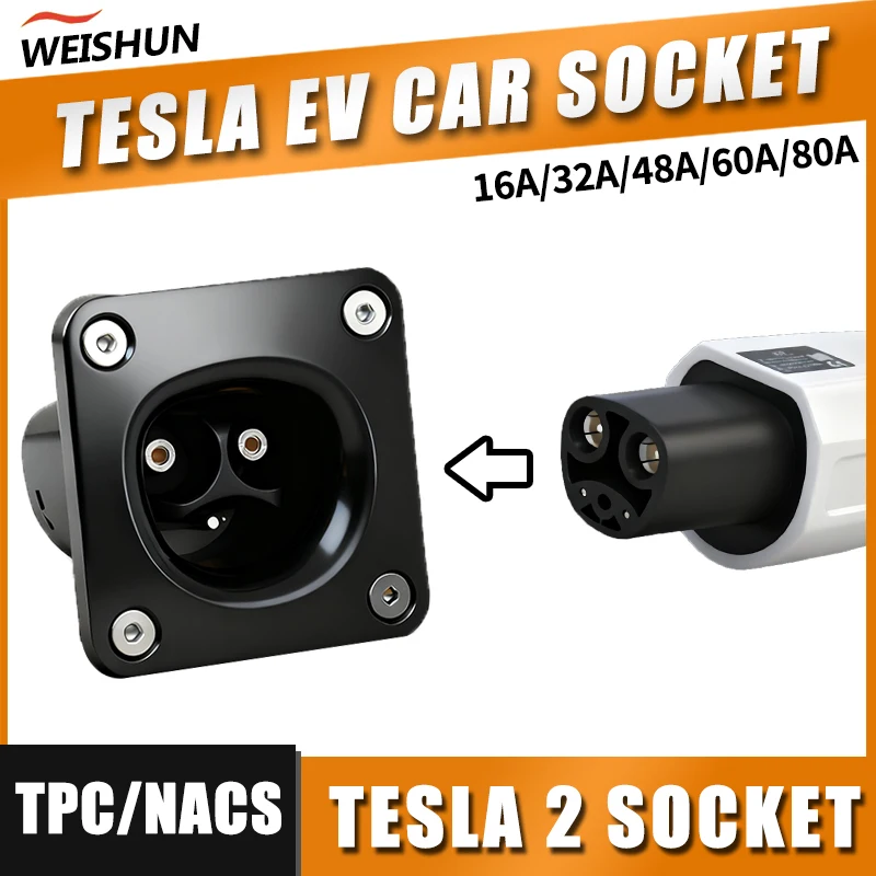 

16A 32A NACS Socket EV Charging Socket 40A50A80A EV Connector Socket Vehicle Side Female Charging Receptacle for TPC