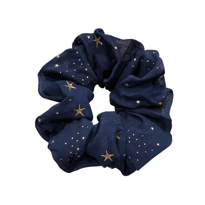 1Pcs Bronzing Small Star Large Intestine Ring Chiffon Cloth Hair Accessories Korean Fat Intestine Ring Head Rope