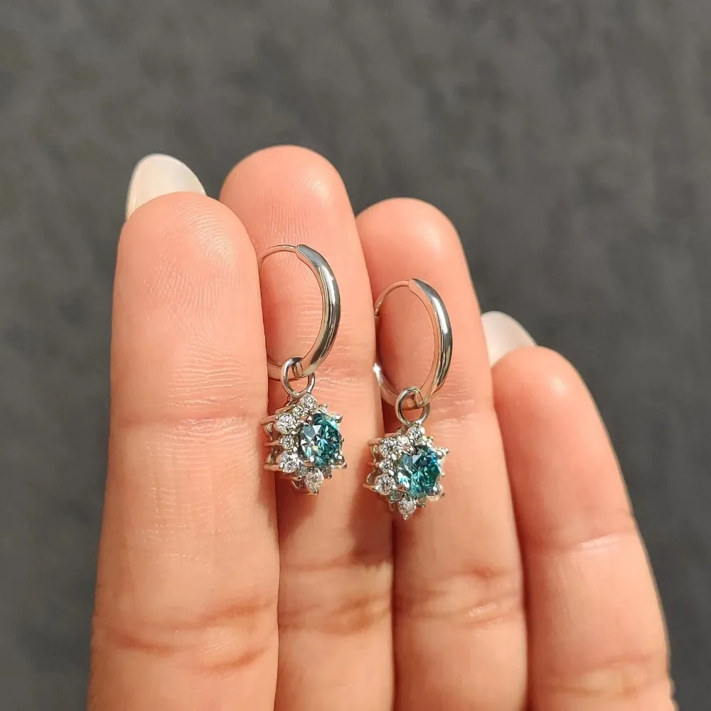 Solid 925 Sterling Silver Earrings Fully Set with Moissanite Daily Wear Elegant Gift Simple And Stylish Jewelry Accessory