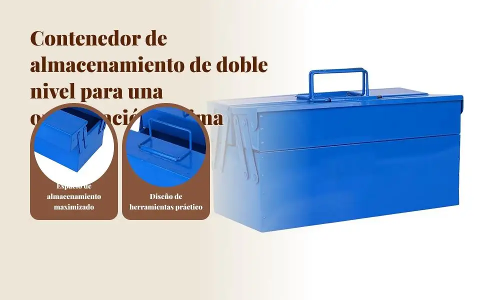 

Iron Tool Box Multifunction Organization Portable with Handle Travel Container Double Layer Tool Organizer Box Carrying Case